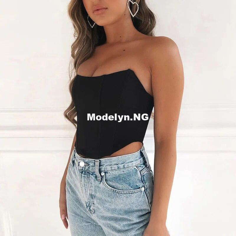 Sleeveless Off Shoulder Velvet Fashion Sexy Corset Crop Tops Vest Female Underwear Backless Bustier Top Solid - Image 4