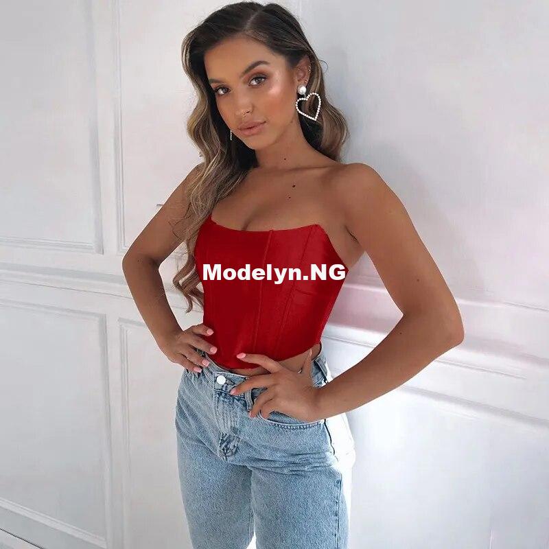 Sleeveless Off Shoulder Velvet Fashion Sexy Corset Crop Tops Vest Female Underwear Backless Bustier Top Solid - Image 5